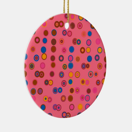 Geometrisch cirkelpatroon koraalroze bubblegum keramisch ornament (Rechts)