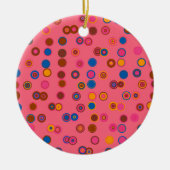 Geometrisch cirkelpatroon koraalroze bubblegum keramisch ornament (Voorkant)