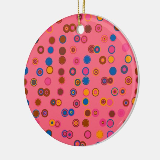 Geometrisch cirkelpatroon koraalroze bubblegum keramisch ornament (Links)