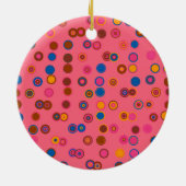 Geometrisch cirkelpatroon koraalroze bubblegum keramisch ornament (Achterkant)