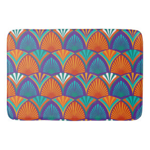 Geometrisch continu helder patroon met palmbladere badmat