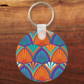 Geometrisch continu helder patroon met palmbladere sleutelhanger (Voorkant)