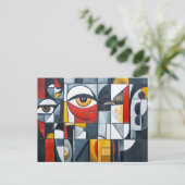 Geometrisch Cubistisch Portret Abstract Briefkaart (Staand voorkant)