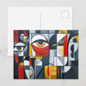 Geometrisch Cubistisch Portret Abstract Briefkaart (Voorkant / Achterkant)