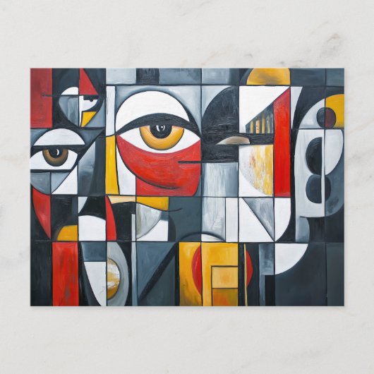 Geometrisch Cubistisch Portret Abstract Briefkaart (Voorkant)