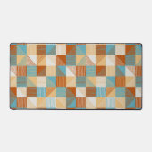 Geometrisch dambord met lijnen, turquoise, roest bureaumat (Voorkant)