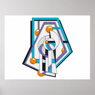 Geometrisch deco constructivistisch ontwerp poster