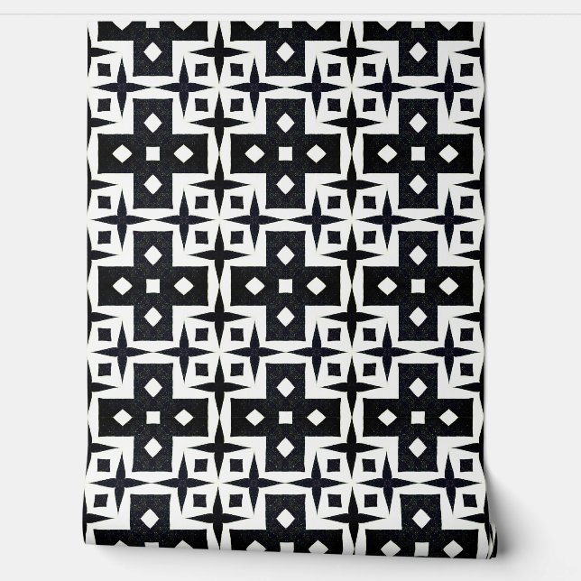 Geometrisch Deco Modern Classy Chic Zwart-Wit Behang (Afrollen)