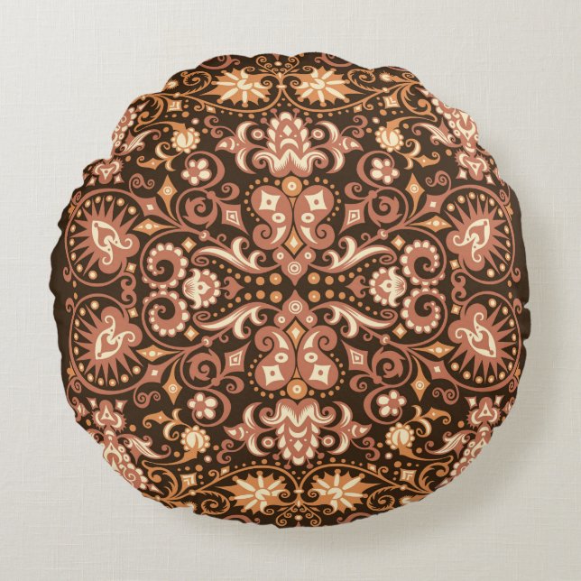 Geometrisch decoratief sierpatroon. Abstract Rond Kussen (Voorkant)