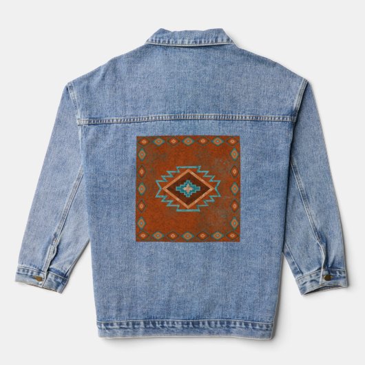 Geometrisch diamantontwerp voor de zuidwestkust va denim jacket (Achterkant)
