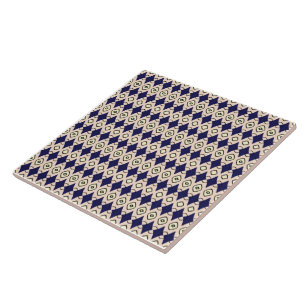 Geometrisch diamantpatroon in marineblauw en beige tegeltje