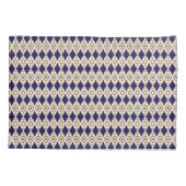 Geometrisch diamantpatroon in Navy Blue & Beige Kussensloop (Achterkant-Links)