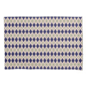 Geometrisch diamantpatroon in Navy Blue & Beige Kussensloop (Voorkant-Links)