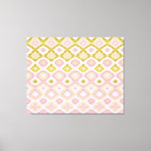 Geometrisch diamantpatroon in roze en olijfgroen canvas afdruk (Voorkant)