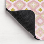Geometrisch diamantpatroon in roze en olijfgroen muismat (Hoek)