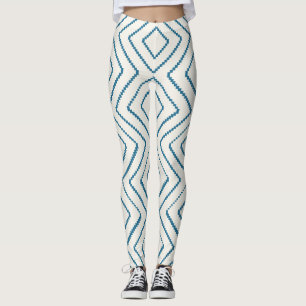 Geometrisch diamantpatroon Nautisch blauw ontwerp Leggings