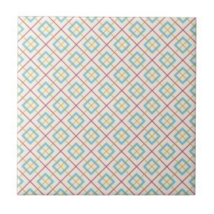 Geometrisch diamantpatroon pastelroze en blauwe tegeltje