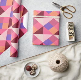 Geometrisch diamantpatroon – Roze & paars Cadeaupapier