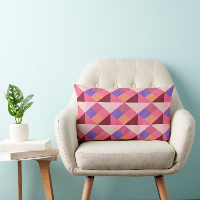 Geometrisch diamantpatroon – Roze & paars Kussen (Stoel)