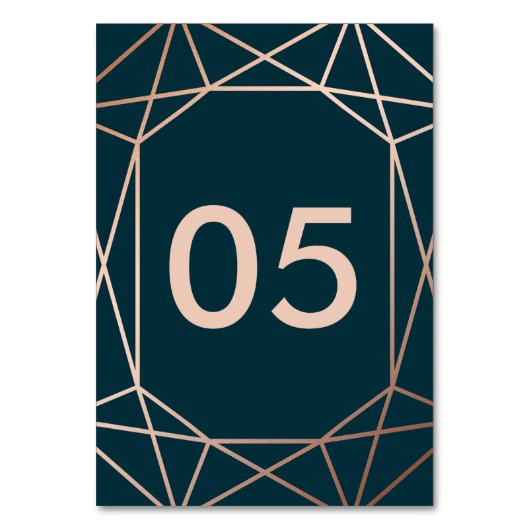 Geometrisch Diamond Bruiloft Tafelnummer Kaarten (Voorkant)