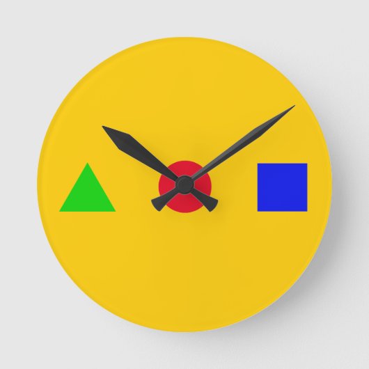 geometrisch - driehoek, cirkel en vierkant ronde klok (Voorkant)
