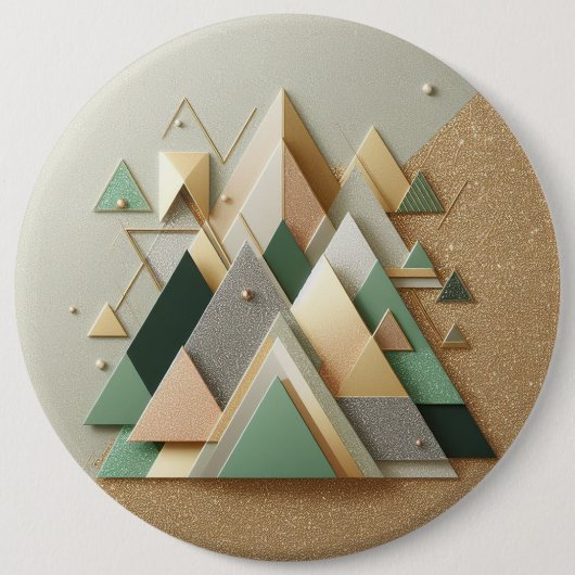 Geometrisch Driehoek Glitter Abstract Veelhoekig Ronde Button 6,0 Cm (Voorkant)