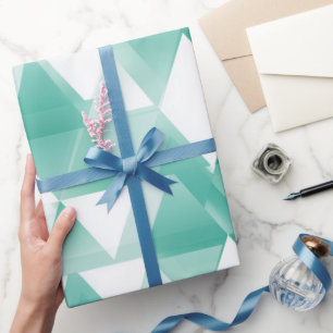 Geometrisch driehoekig cyan mint abstract patroon cadeaupapier