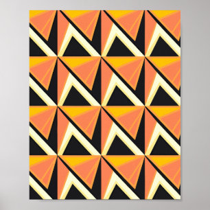 Geometrisch driehoekspatroon in warme tonen poster