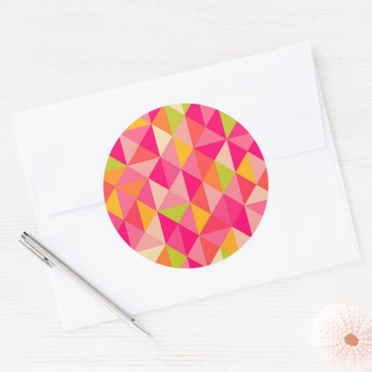 Geometrisch driehoekspatroon ronde sticker (Envelop)