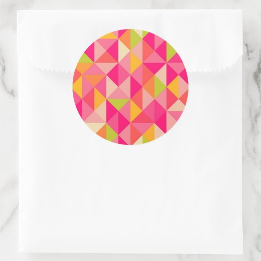Geometrisch driehoekspatroon ronde sticker (Tas)