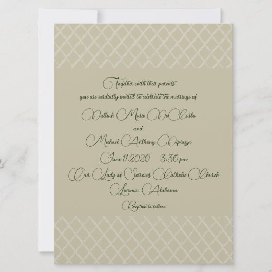 Geometrisch Ecru ontwerp bruiloft uitnodiging (Voorkant)