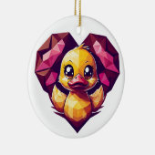 Geometrisch eendje in een kristallen hart keramisch ornament (Rechts)