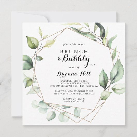 Geometrisch Elegant Brunch en Bubble Vrijgezellenf Kaart (Voorkant)