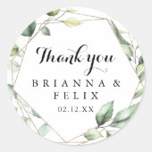 Geometrisch Elegant Goud Dank u Trouwgunst Ronde Sticker (Voorkant)