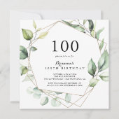 Geometrisch Elegant Goud Groen 100e Verjaardagsfee Kaart (Voorkant)