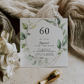 Geometrisch Elegant Goud Groen 60e Verjaardagsfees Kaart