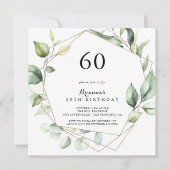 Geometrisch Elegant Goud Groen 60e Verjaardagsfees Kaart (Voorkant)