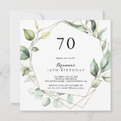 Geometrisch Elegant Goud Groen 70e Verjaardagsfees Kaart (Voorkant)