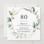 Geometrisch Elegant Goud Groen 80ste Verjaardagsfe Kaart (Voorkant)