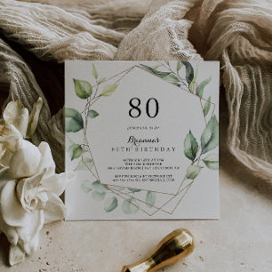 Geometrisch Elegant Goud Groen 80ste Verjaardagsfe Kaart