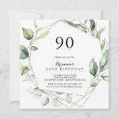 Geometrisch Elegant Goud Groen 90ste Verjaardagsfe Kaart (Voorkant)
