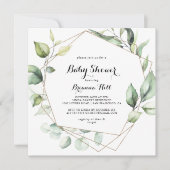 Geometrisch Elegant Goud Groen Baby shower Kaart (Voorkant)