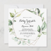 Geometrisch Elegant Goud Groen Baby Sprinkle Kaart (Voorkant)