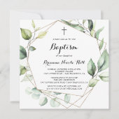 Geometrisch Elegant Goud Groen Doop Kaart (Voorkant)