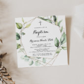 Geometrisch Elegant Goud Groen Doop Kaart