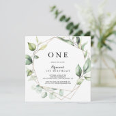 Geometrisch Elegant Goud Groen Eerste Verjaardagsf Kaart (Staand voorkant)