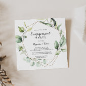 Geometrisch Elegant Goud Groen Engagement Party Kaart