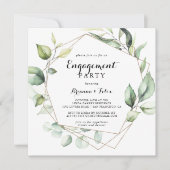 Geometrisch Elegant Goud Groen Engagement Party Kaart (Voorkant)