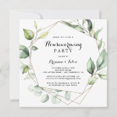 Geometrisch Elegant Goud Groen Housewarming Party Kaart (Voorkant)