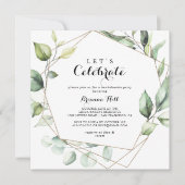 Geometrisch Elegant Goud Groen Laten we feest vier Kaart (Voorkant)